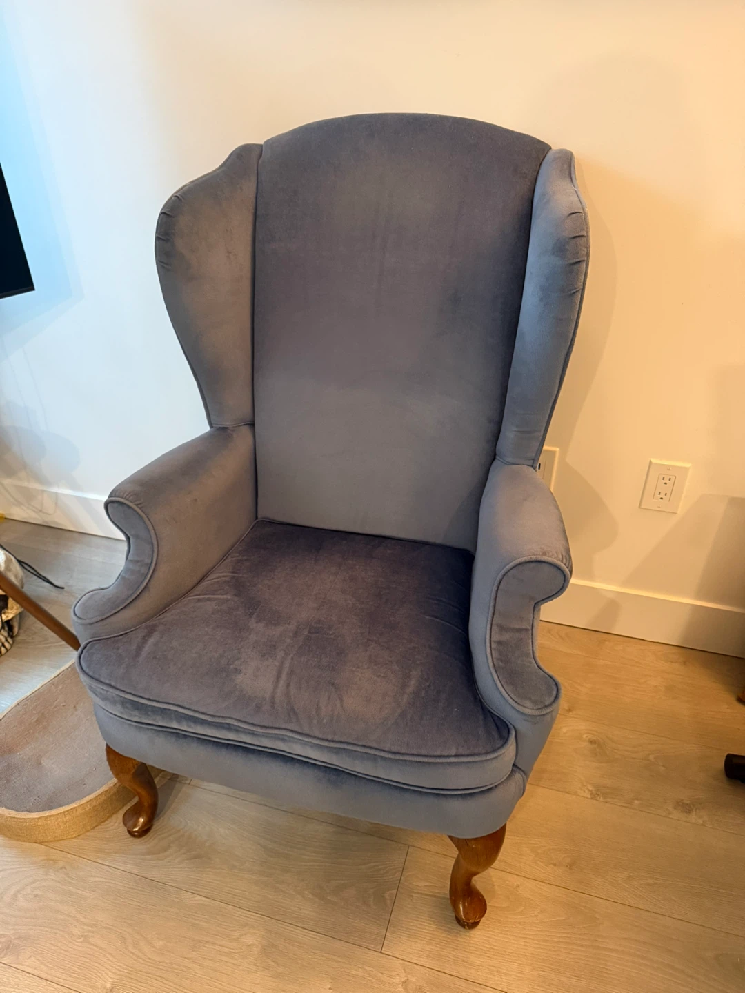 Blue Velvet Wingback Accent Chair