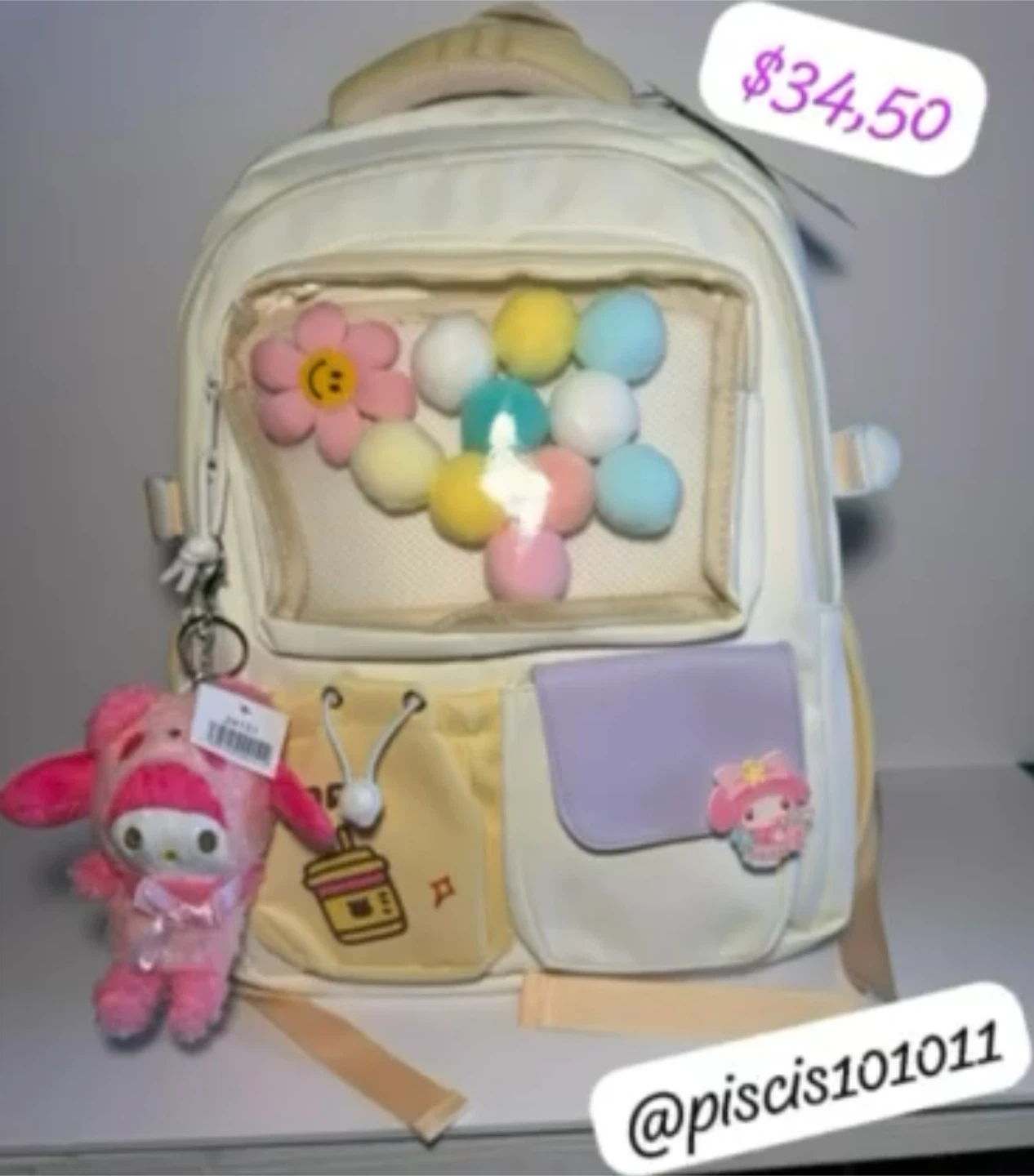 Cute Cartoon Backpack with Charms