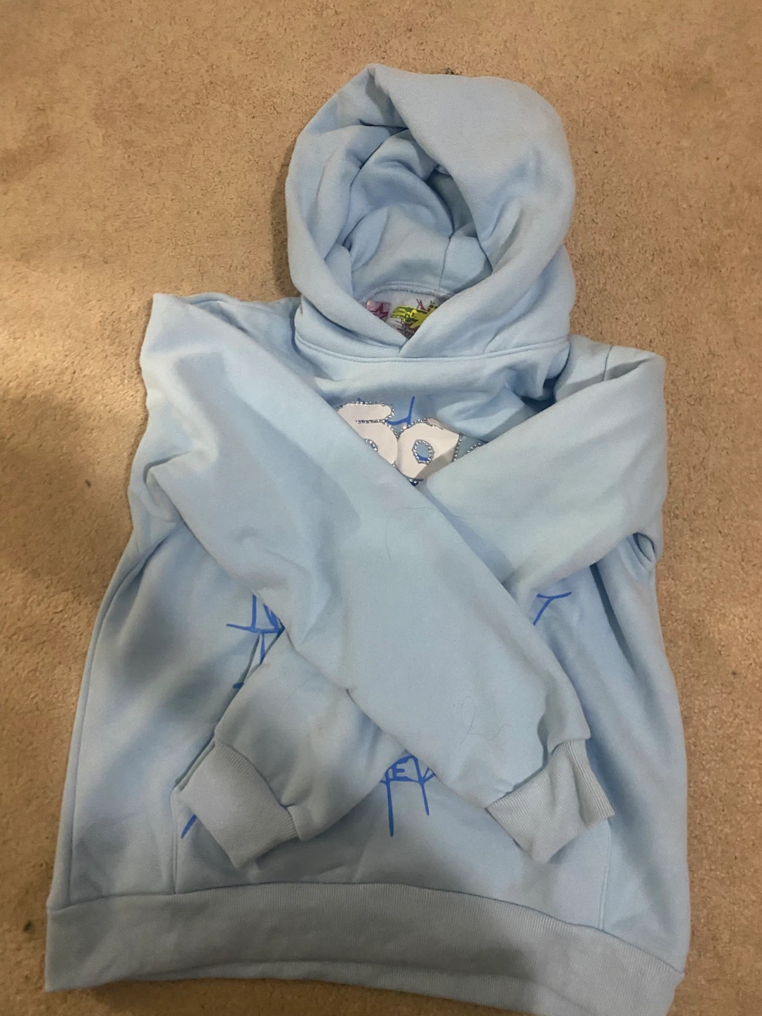 Sp5der Hoodie rhinestones light blue - photo 2