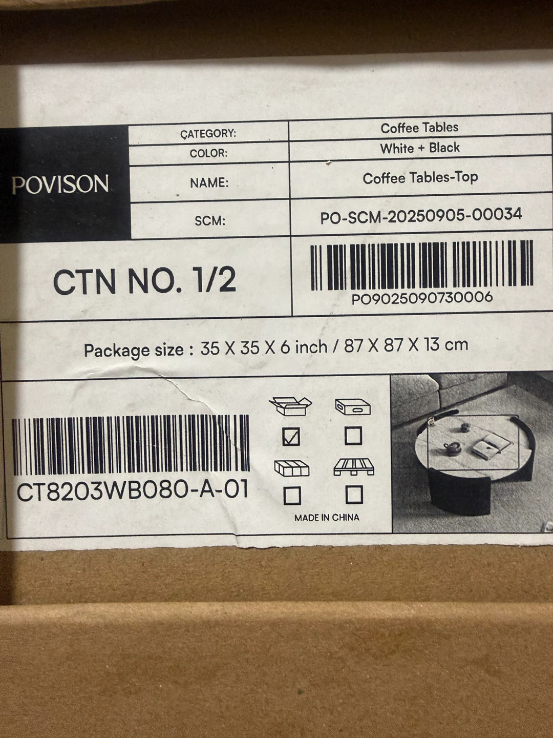 POVISON Coffee Table - White + Black