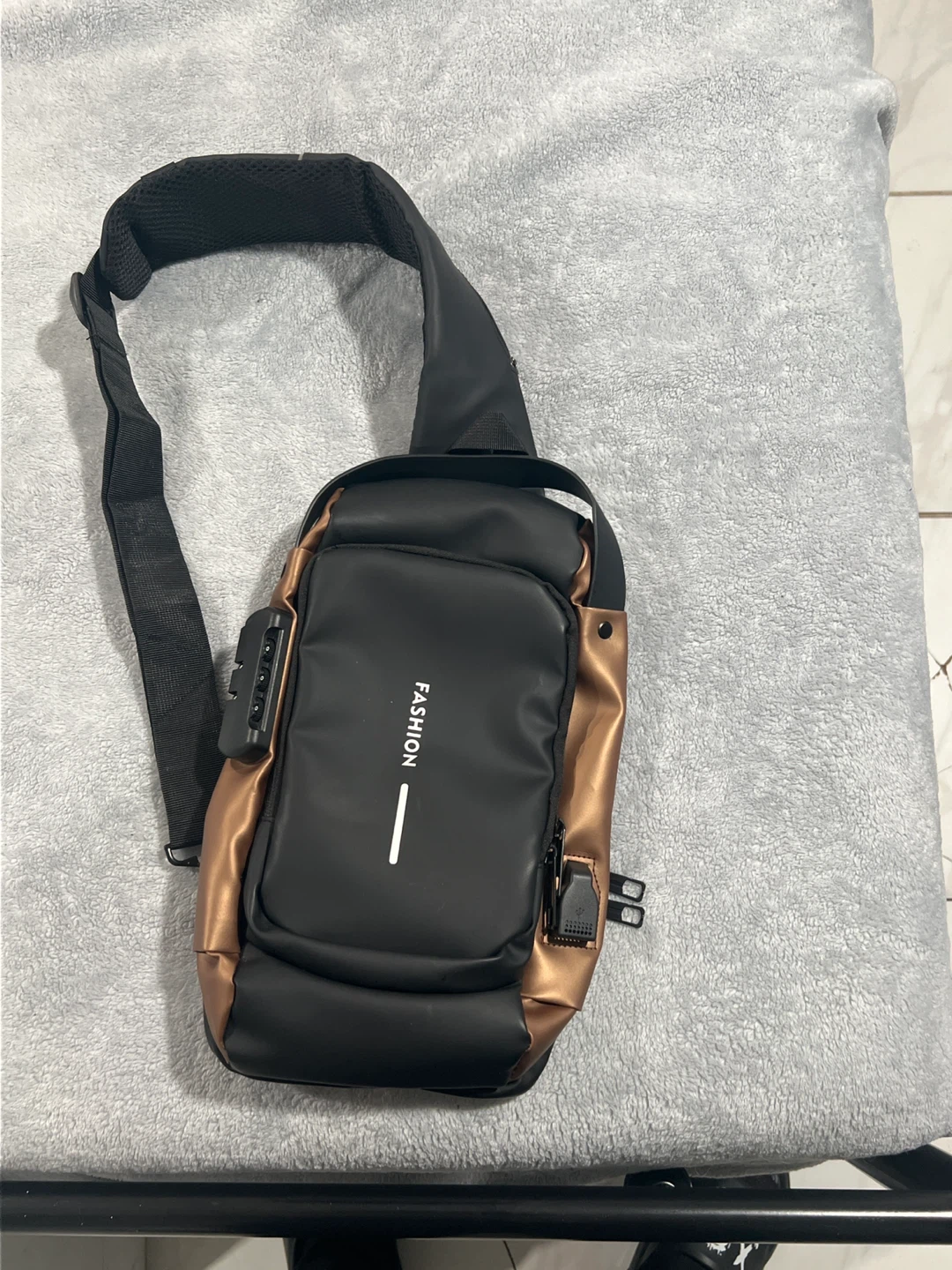 Fashion Sling Bag with Combination Lock and USB Port