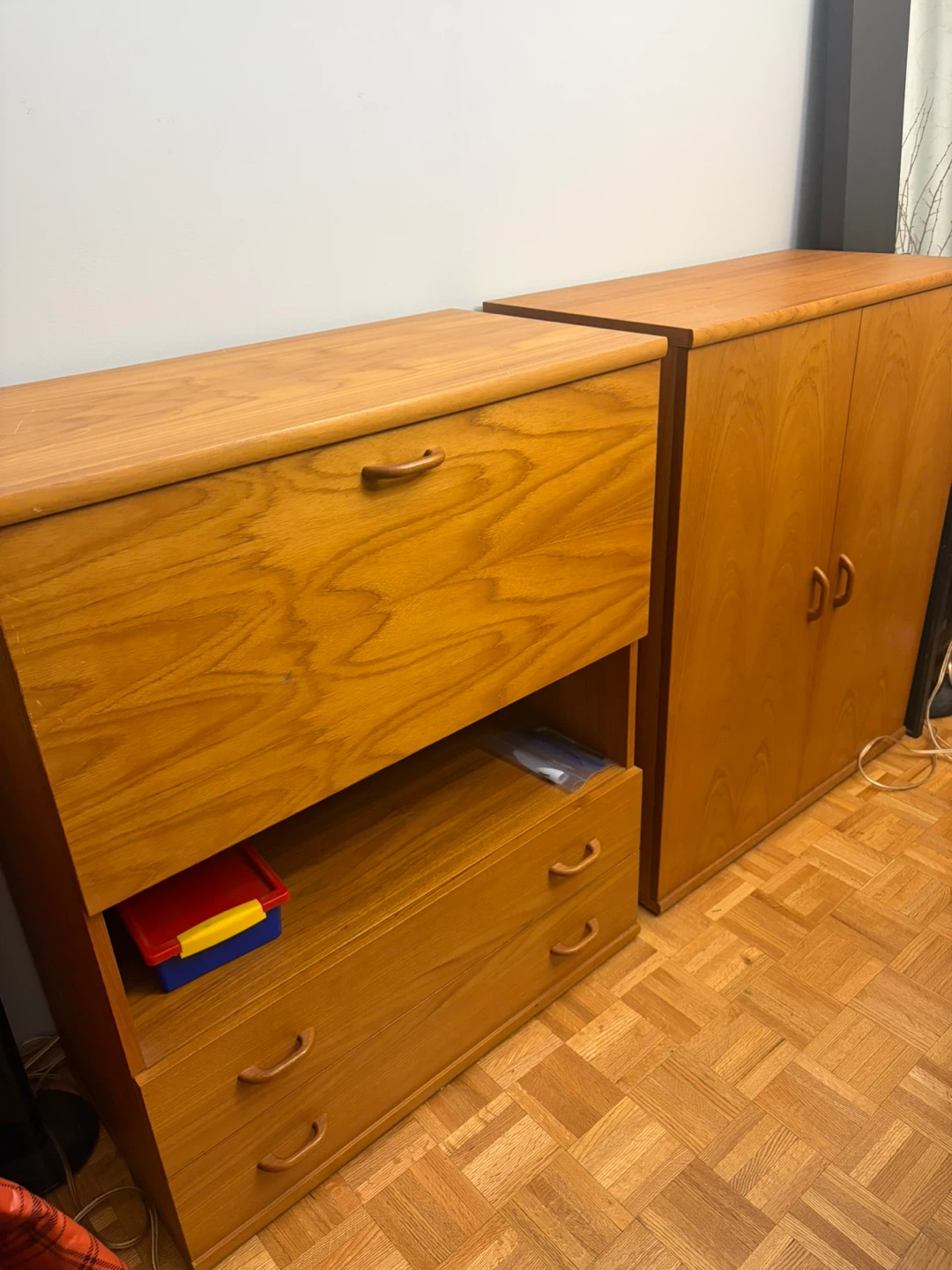 2 Stackable wood cabinets