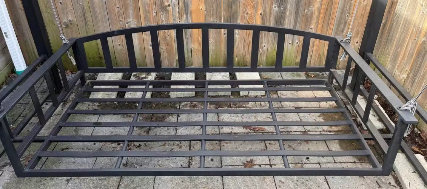 Black Metal Outdoor Swing with Canopy and Cushions - photo 3