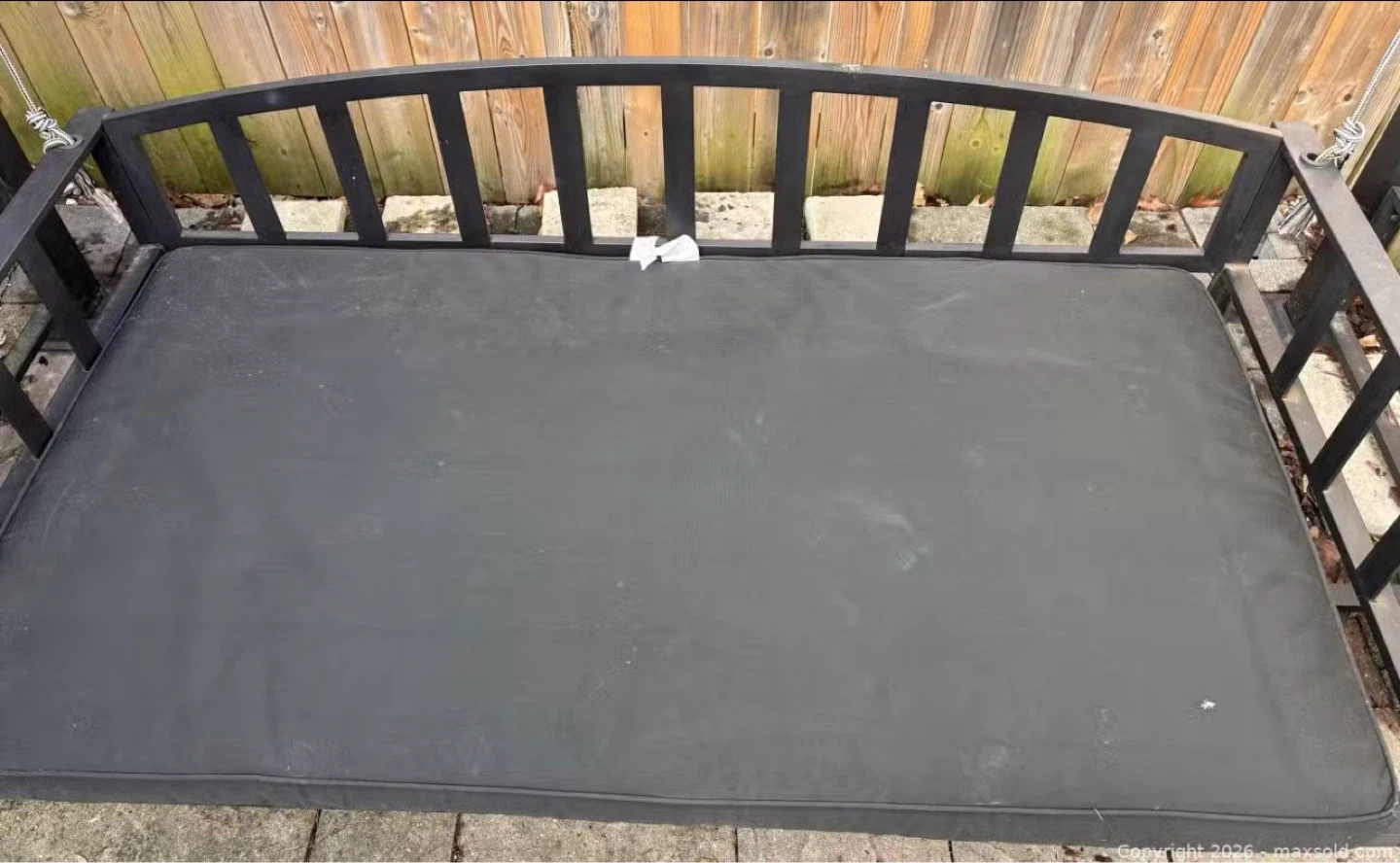 Black Metal Outdoor Swing with Canopy and Cushions - photo 4