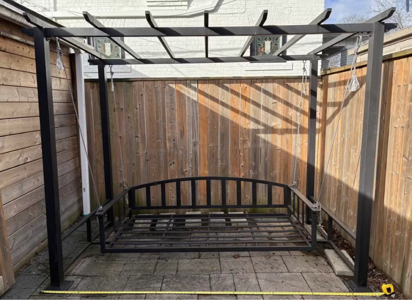 Black Metal Outdoor Swing with Canopy and Cushions - photo 2
