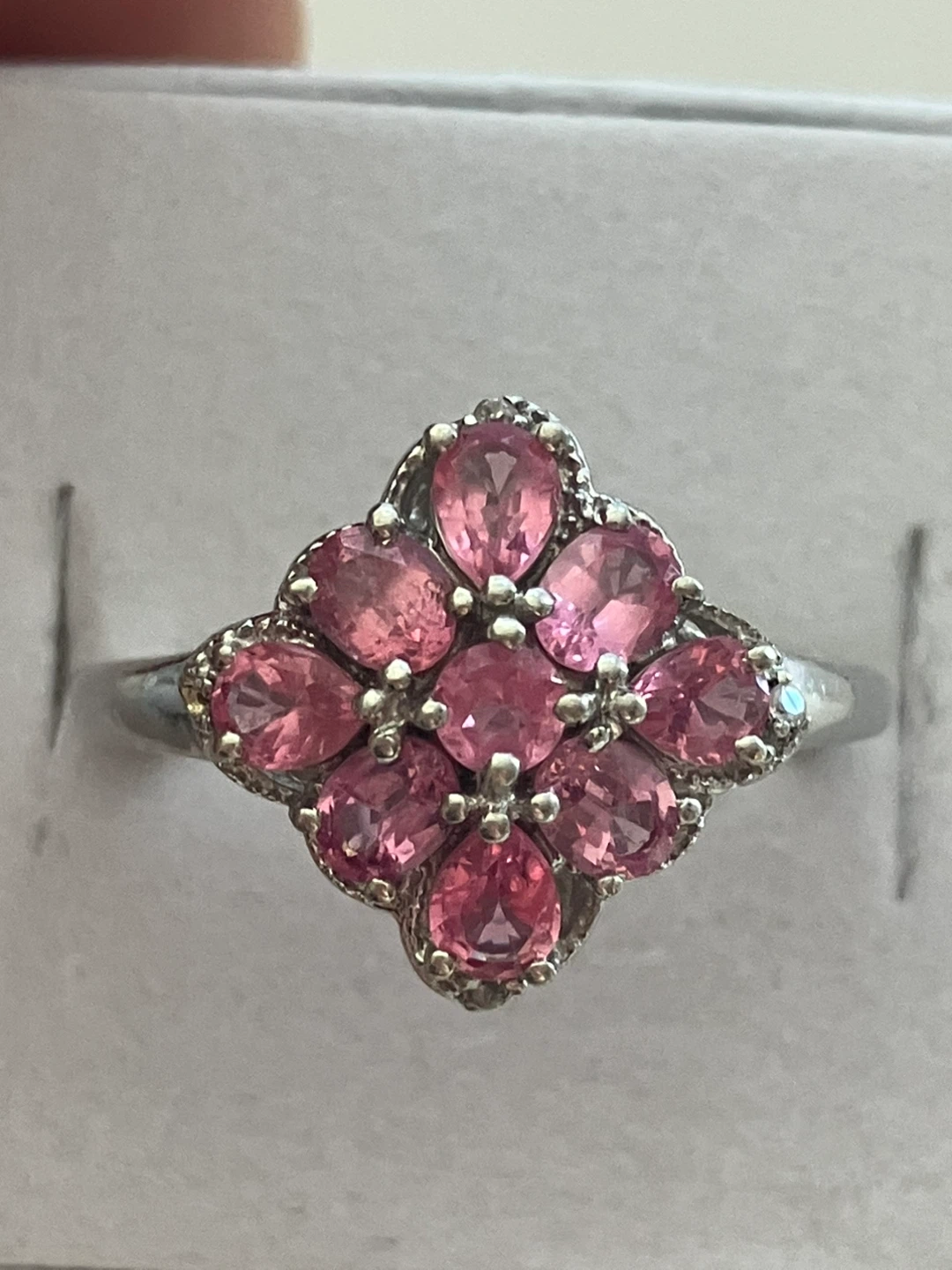Pink Gemstone Cluster Ring Size 8
