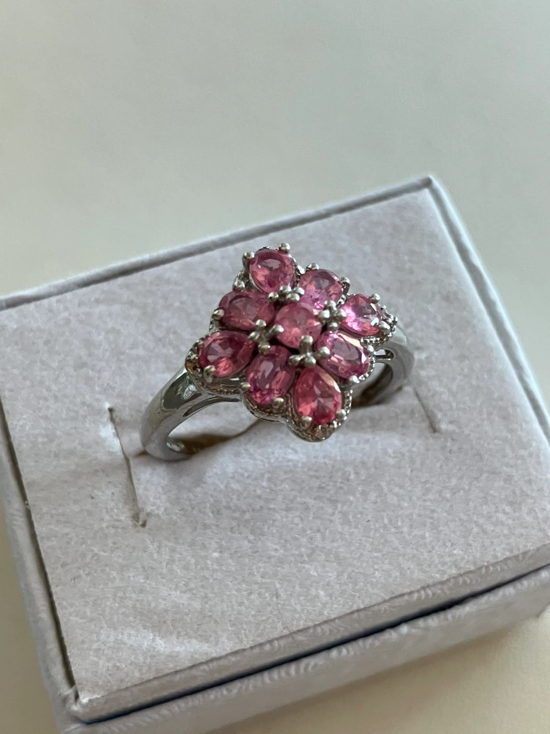 Pink Gemstone Cluster Ring Size 8 - photo 2