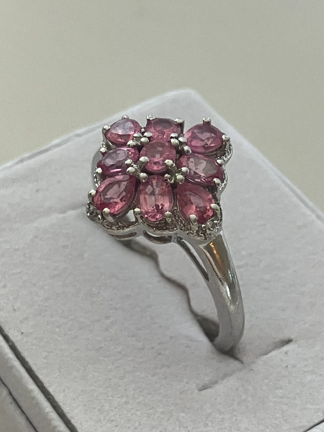 Pink Gemstone Cluster Ring Size 8 - photo 5