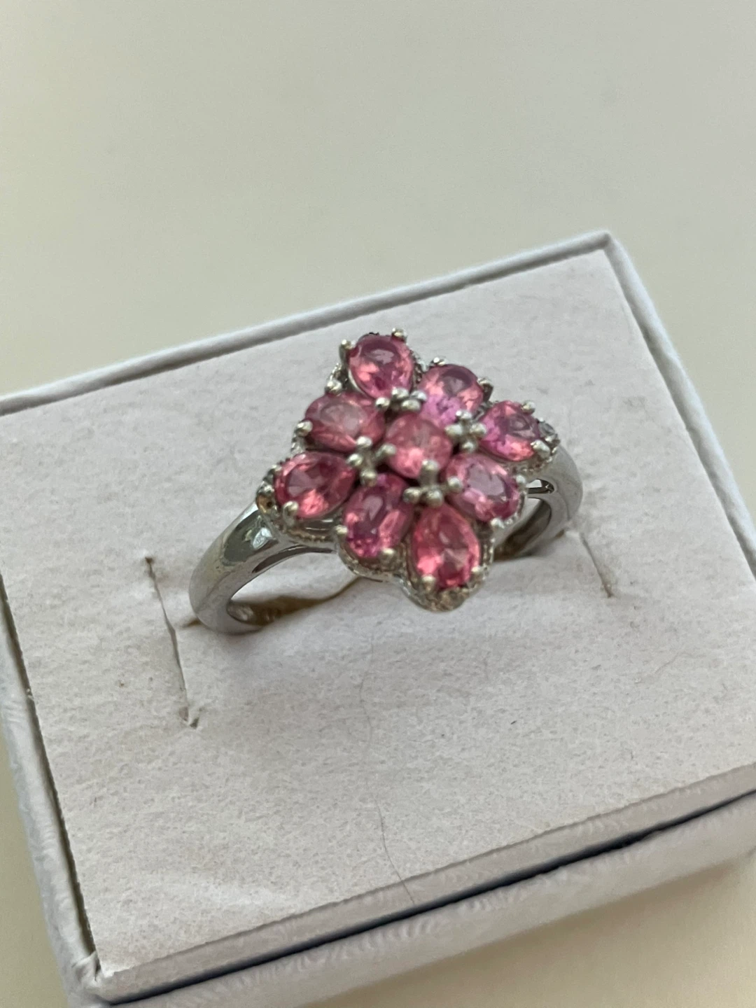Pink Gemstone Cluster Ring Size 8 - photo 3