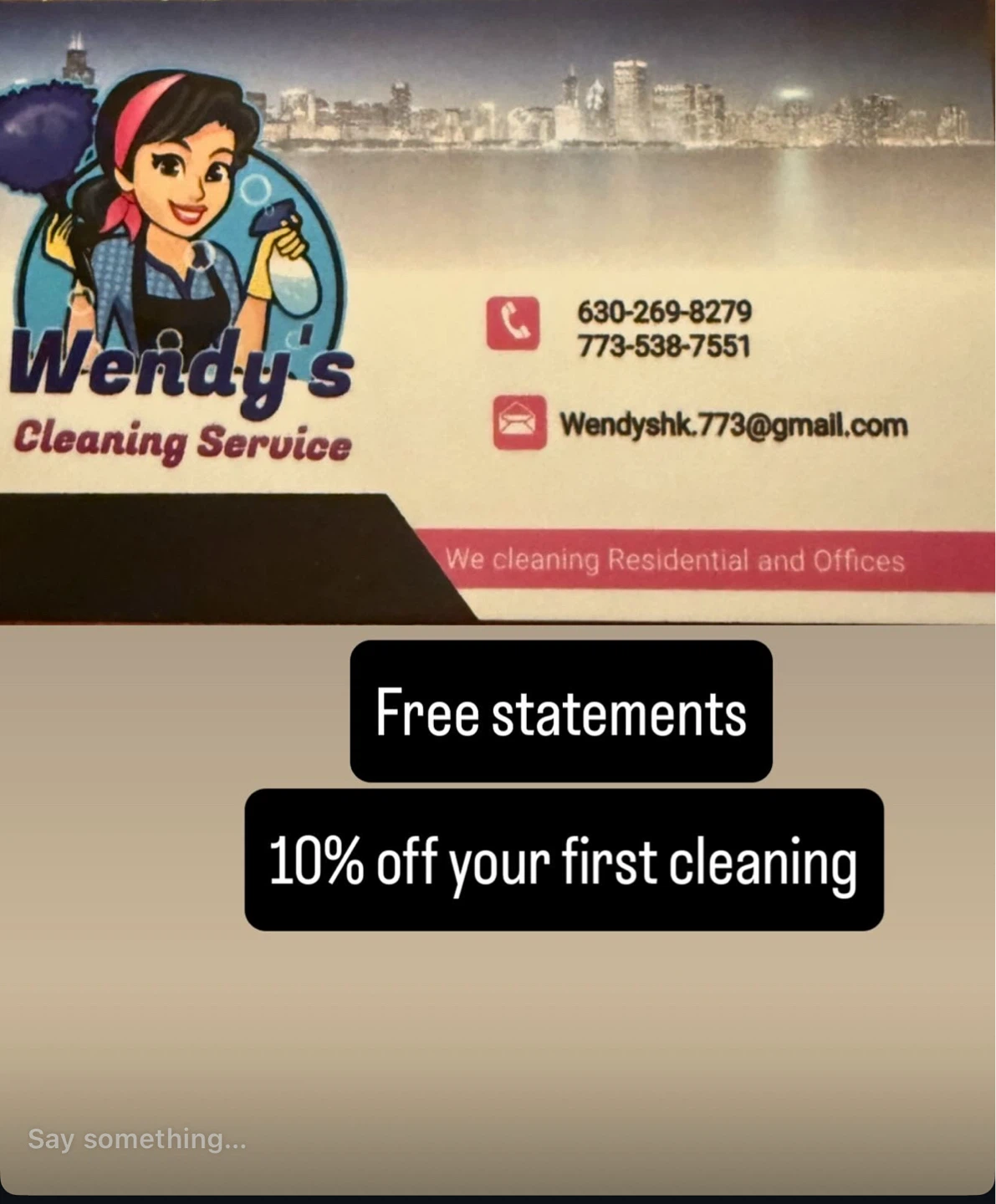 Wendy's Cleaning Service Business Cards - photo 2