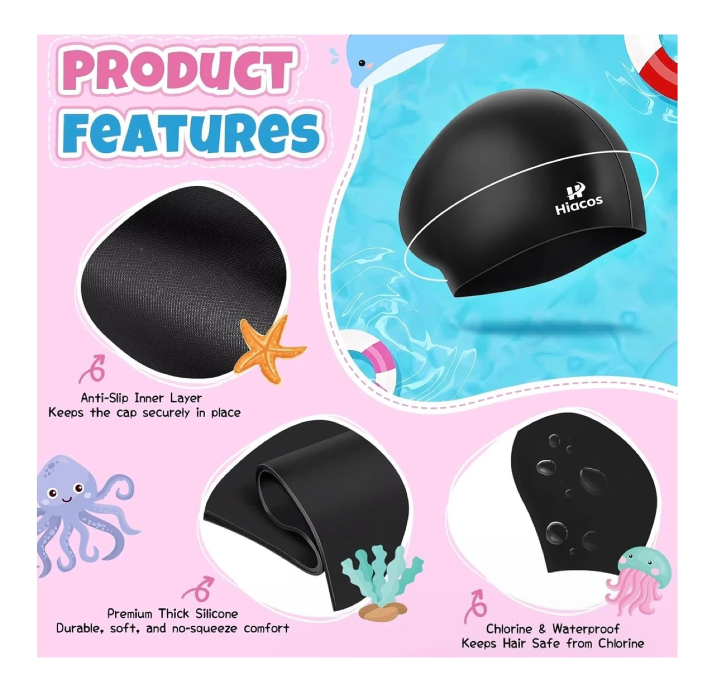 Brand new 2 Pack Kids Swim Cap for Girls Boys - photo 4