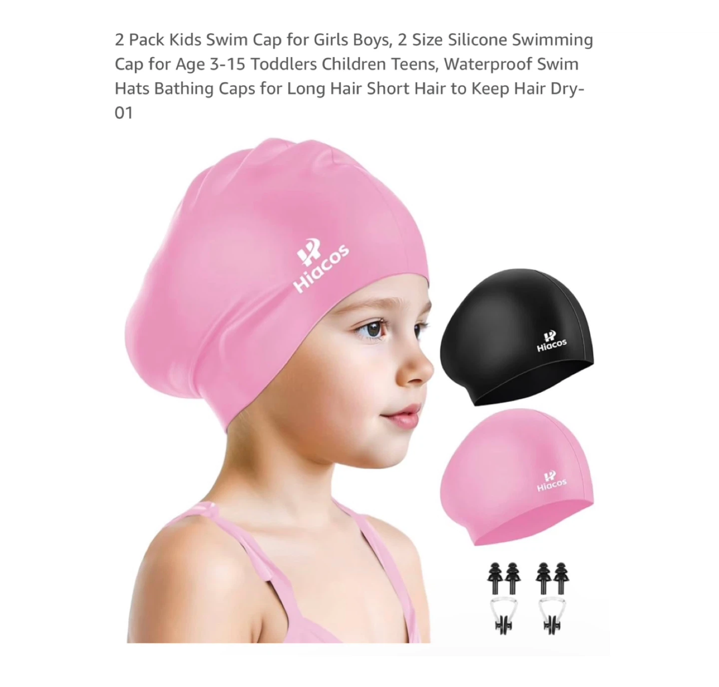 Brand new 2 Pack Kids Swim Cap for Girls Boys
