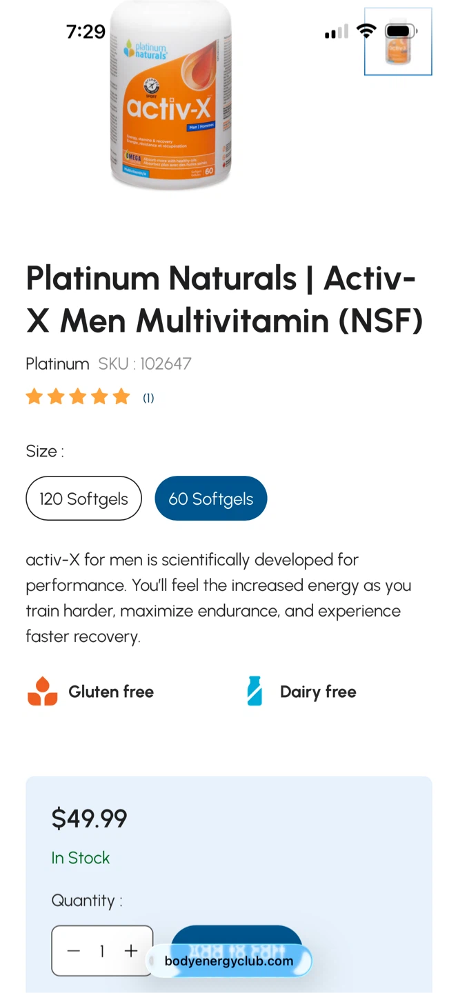 Platinum Naturals Activ-X Men's Multivitamin - 120 Softgels - photo 4