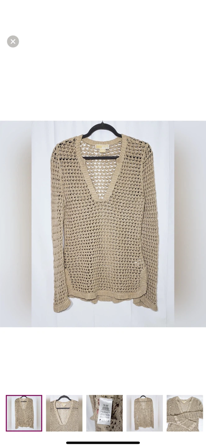 Michael Kors Beige Knit V-Neck Sweater - photo 3