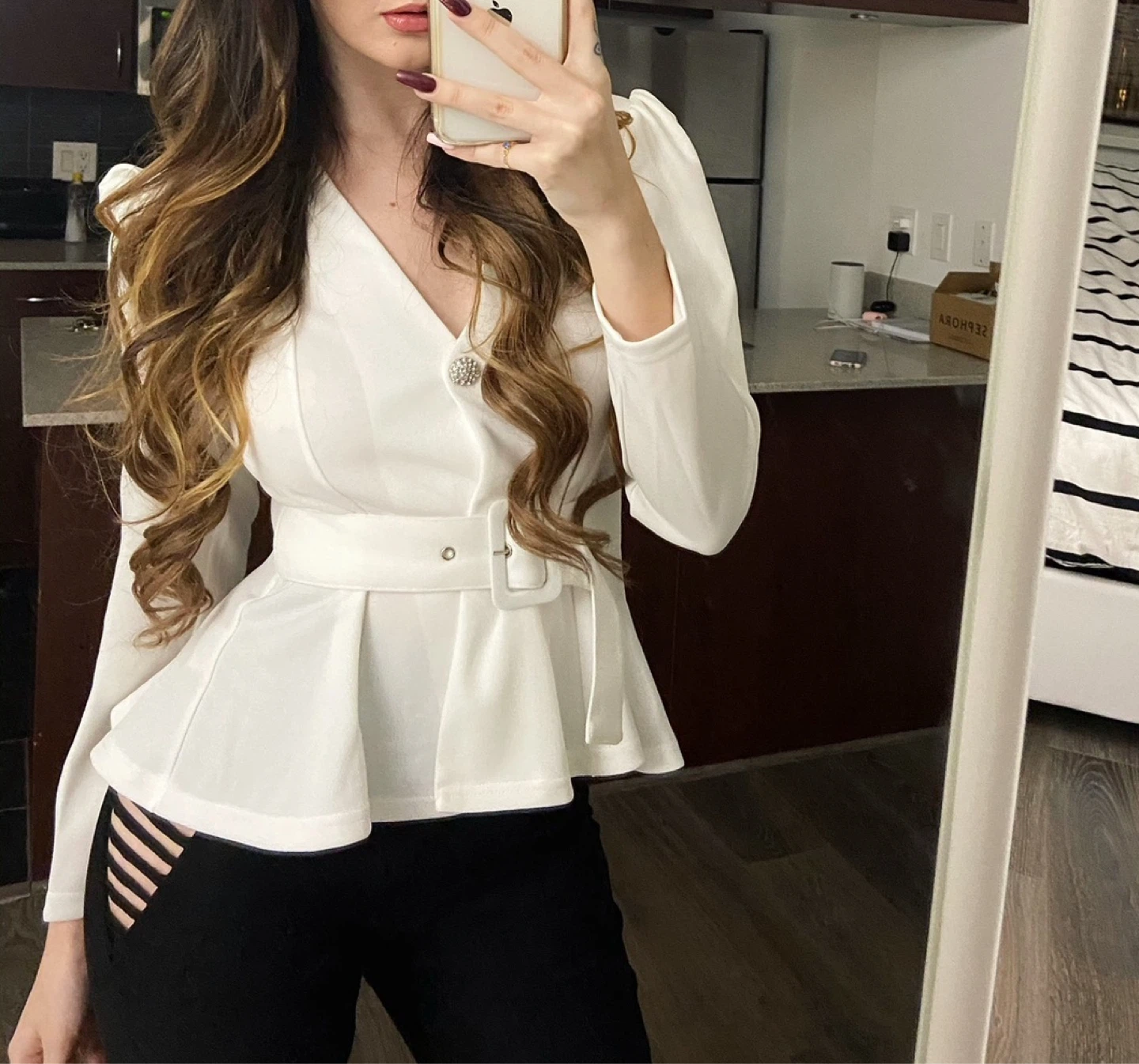 Fashion Nova White Blazer and Skirt Set