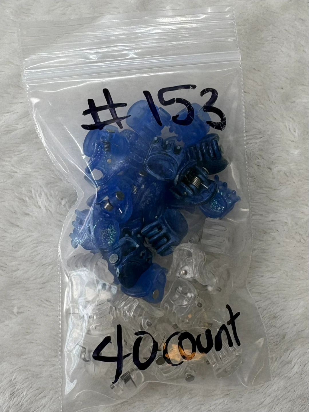 Vintage Y2K Mini Hair Claw Clips Blue Clear Glitter Lot 40 - photo 4