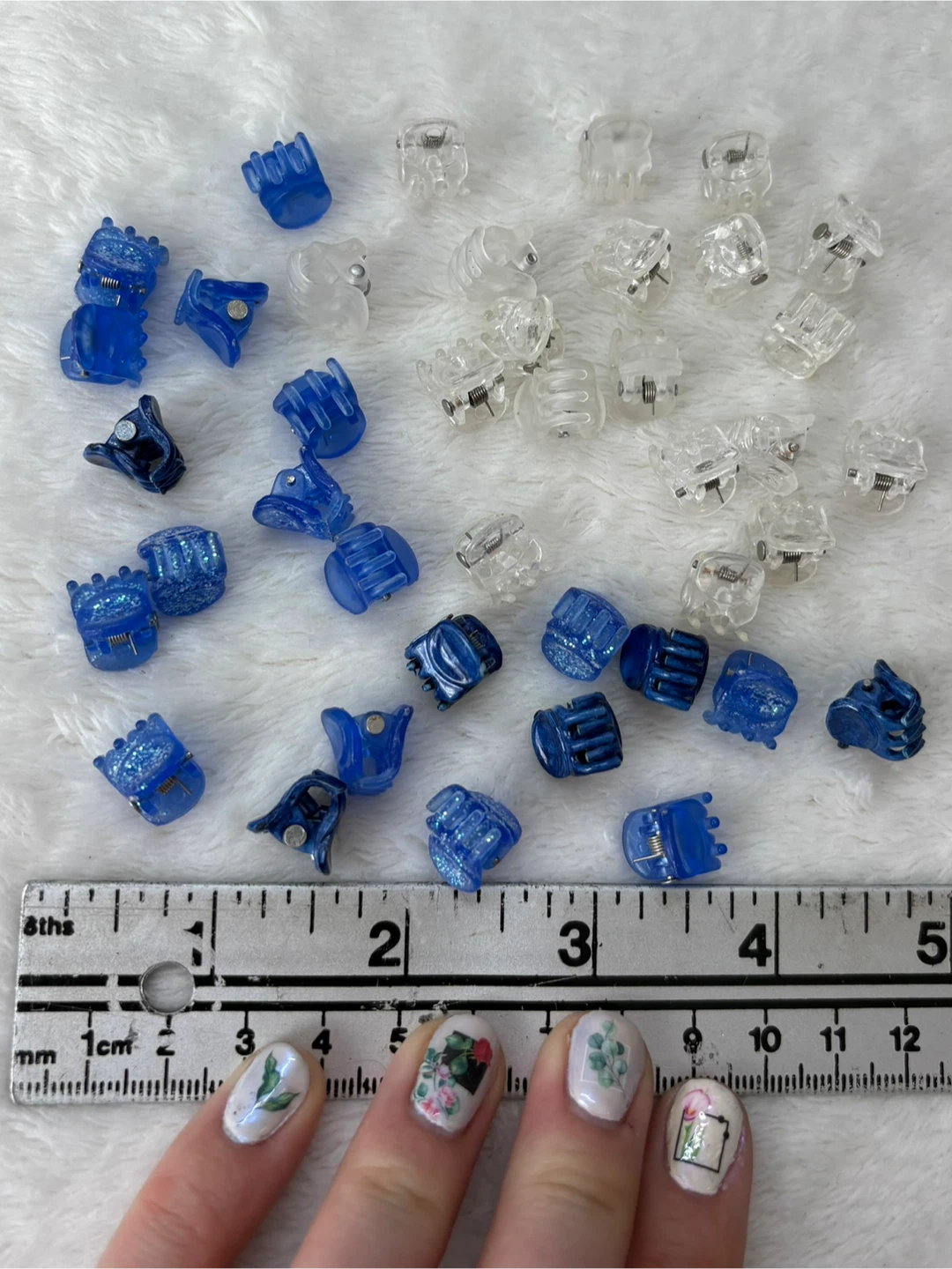 Vintage Y2K Mini Hair Claw Clips Blue Clear Glitter Lot 40 - photo 3