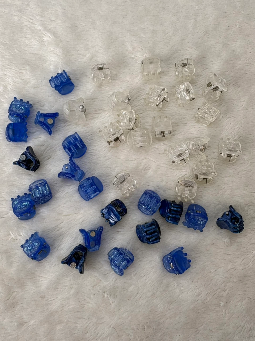 Vintage Y2K Mini Hair Claw Clips Blue Clear Glitter Lot 40 - photo 2