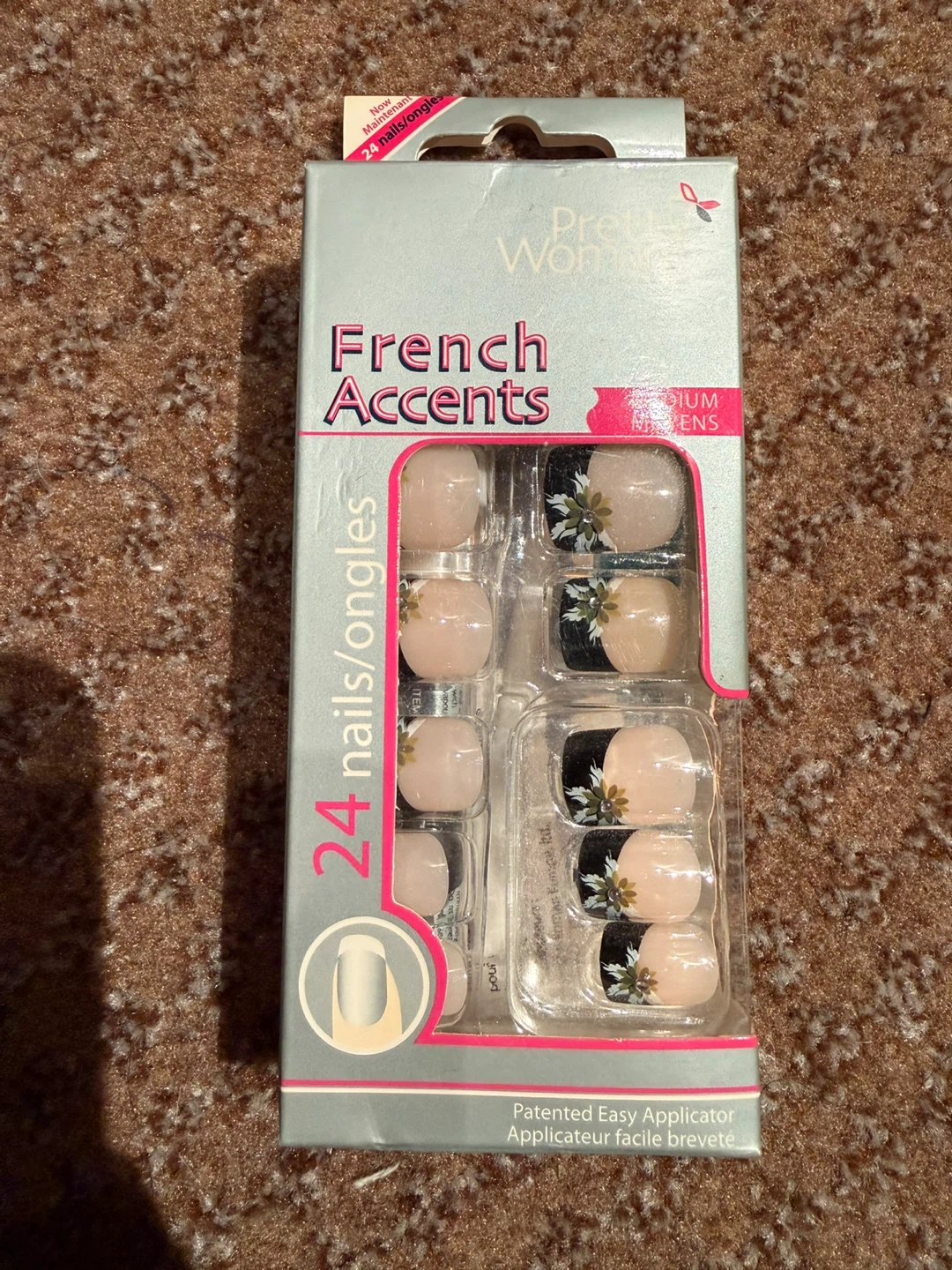 Pretty Woman French Accents Medium/Short False Nails - 24 Nails