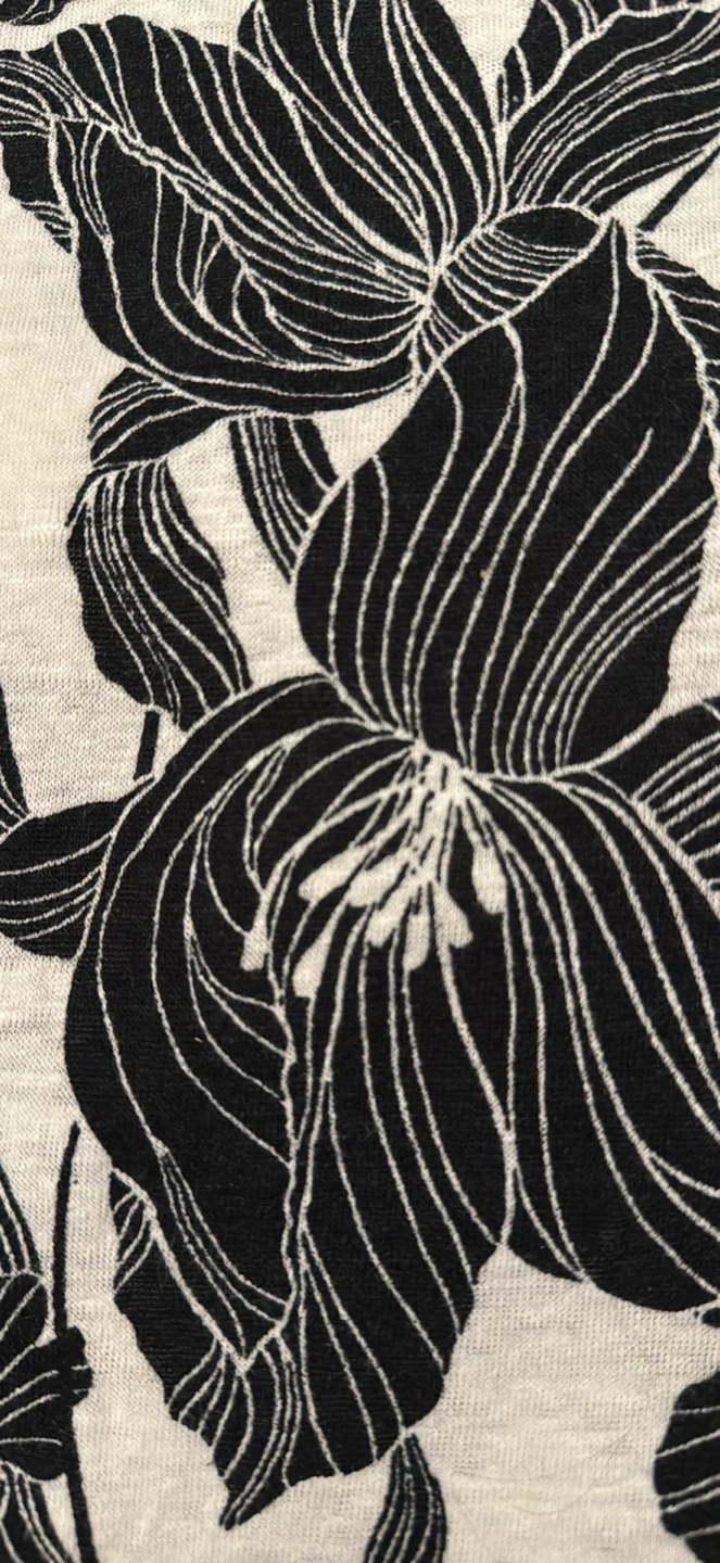 Tahari Black & White Floral 100% Linen Cap Sleeve Top - Size S - photo 3