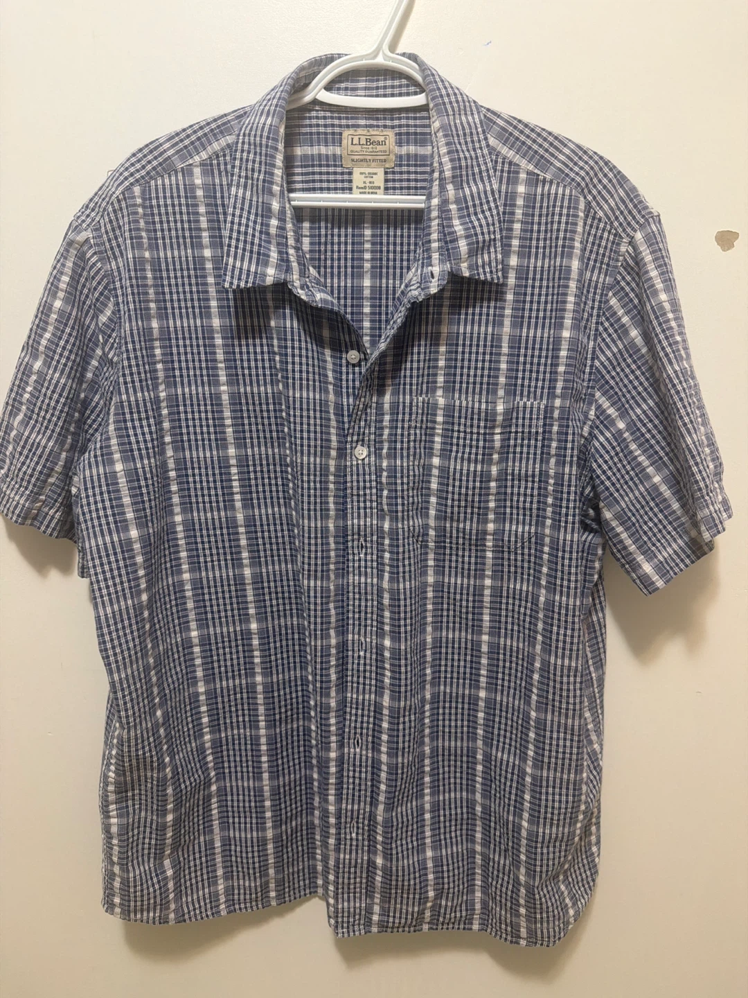 L.L. Bean Men's Plaid Short Sleeve Shirt XL