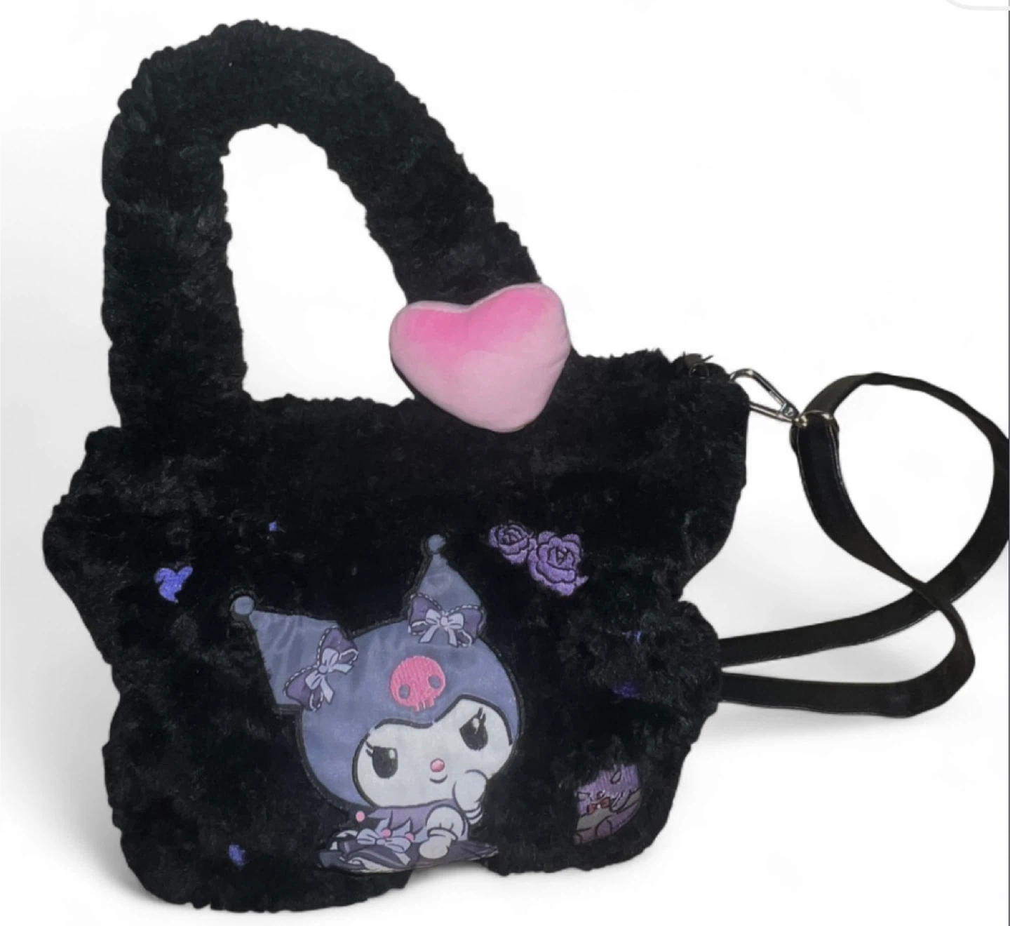 Black Fluffy Kuromi Shoulder Bag