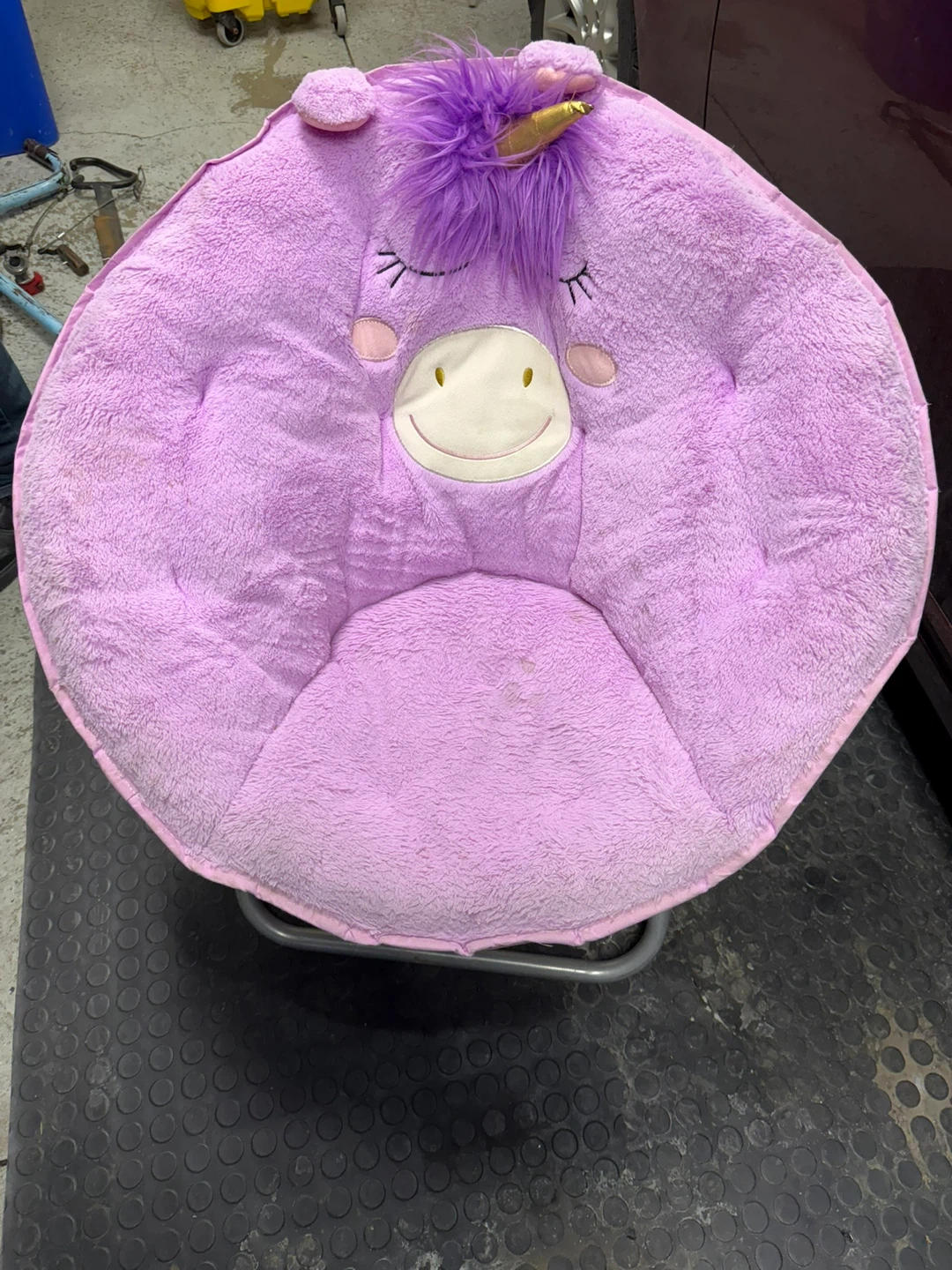 Purple Unicorn Plush Saucer Chair