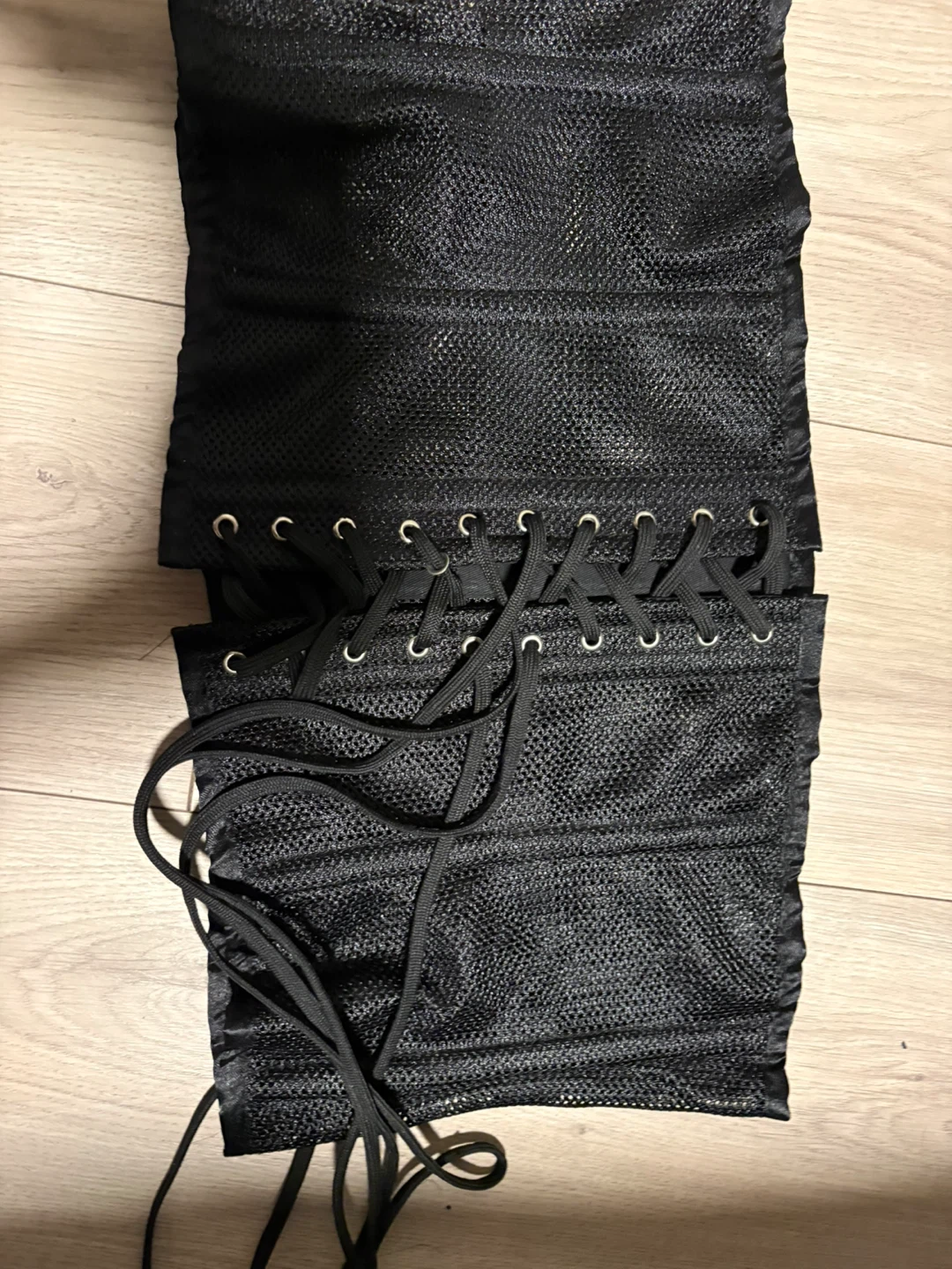 Black Mesh Corset with Lacing steel boned. - photo 2