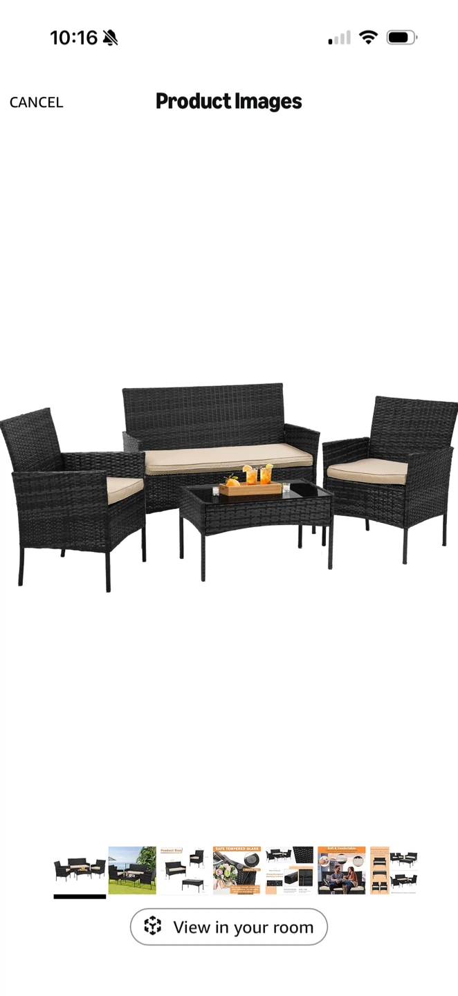 4-Piece Outdoor Wicker Patio Set with Cushions - photo 2