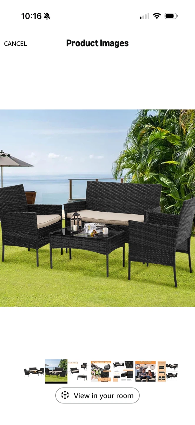 4-Piece Outdoor Wicker Patio Set with Cushions