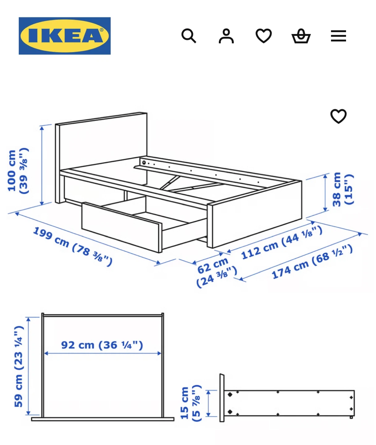IKEA MALM Twin Bed Frame w/ Storage Drawers – White - photo 3