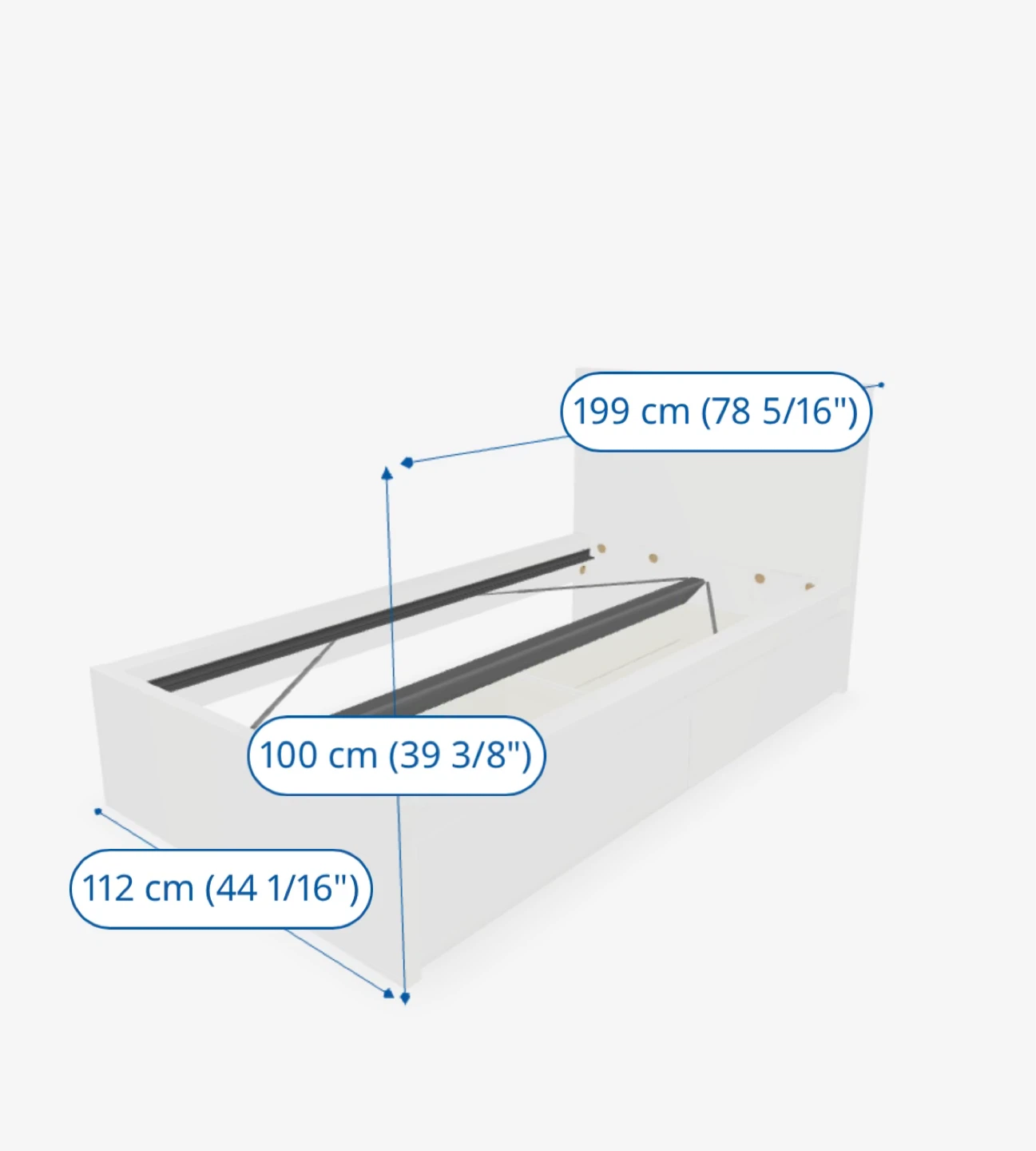 IKEA MALM Twin Bed Frame w/ Storage Drawers – White - photo 4