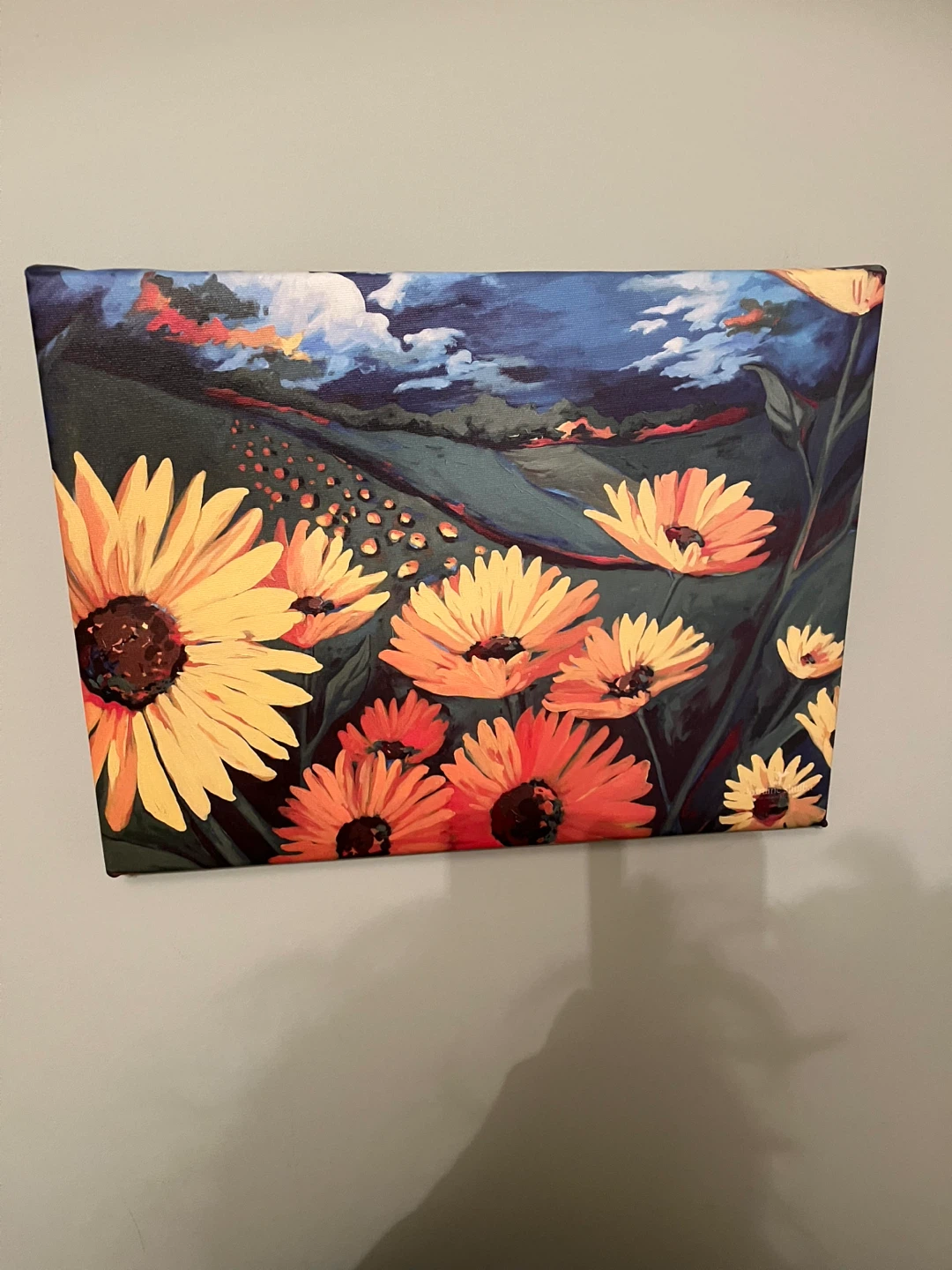 Canvas Wall Art - Sunflower Field Landscape Painting - photo 2