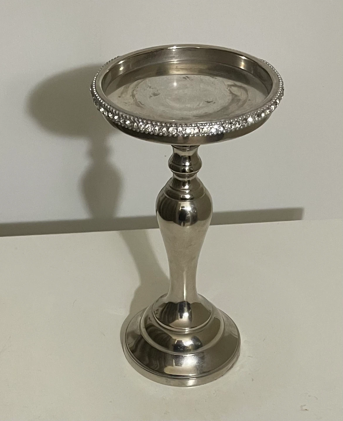 🌱 Silver Candlestick Holder with Rhinestones - photo 3