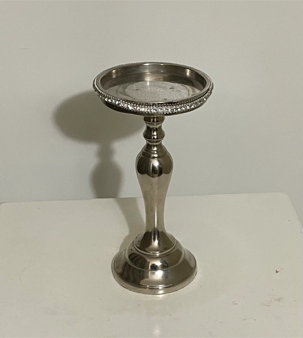 🌱 Silver Candlestick Holder with Rhinestones - photo 2