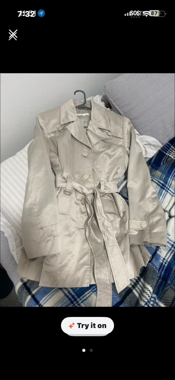 Shiny Beige Trench Coat