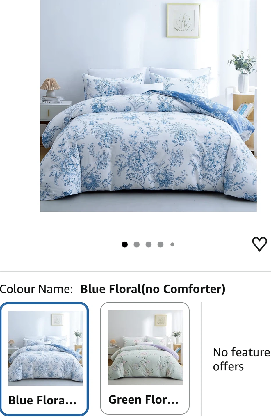 Blue Floral Duvet Cover Set (No Comforter)