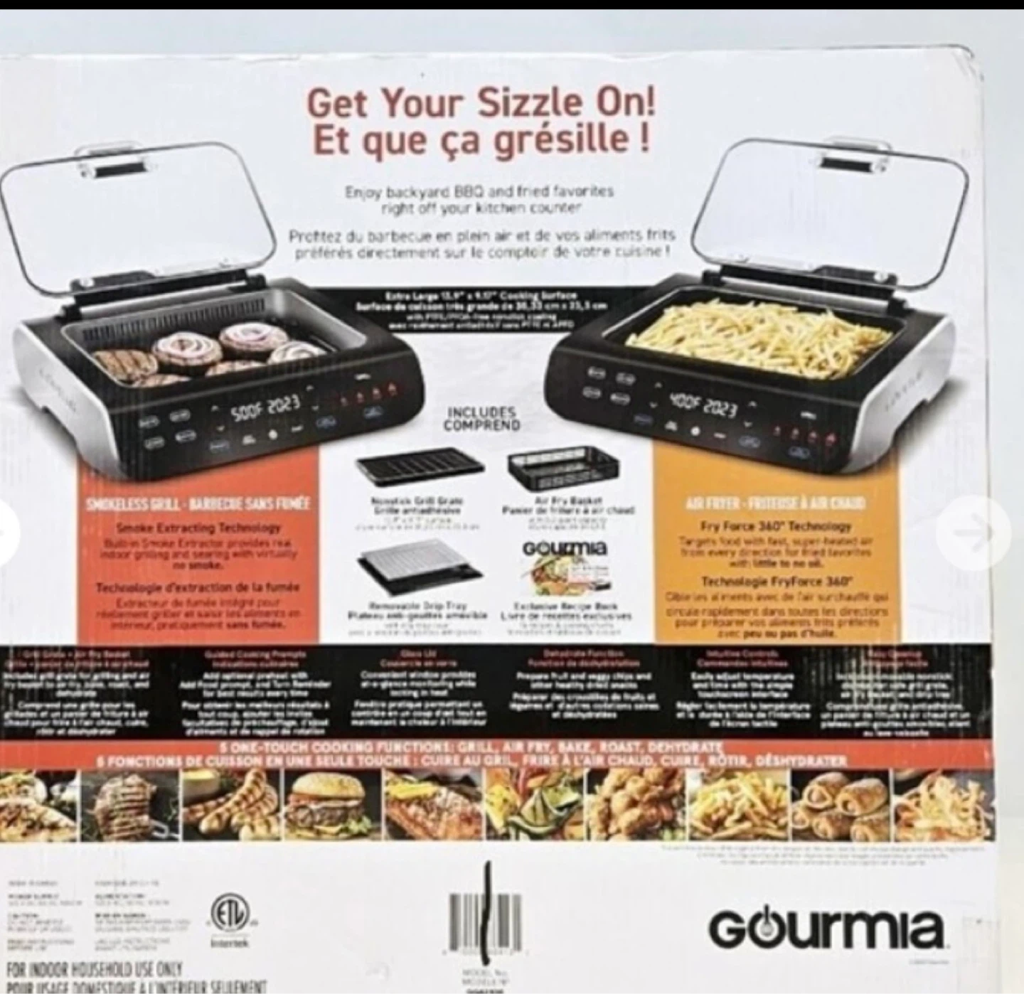 Gourmia FoodStation 5-in-1 Smokeless Grill & Air Fryer - photo 2
