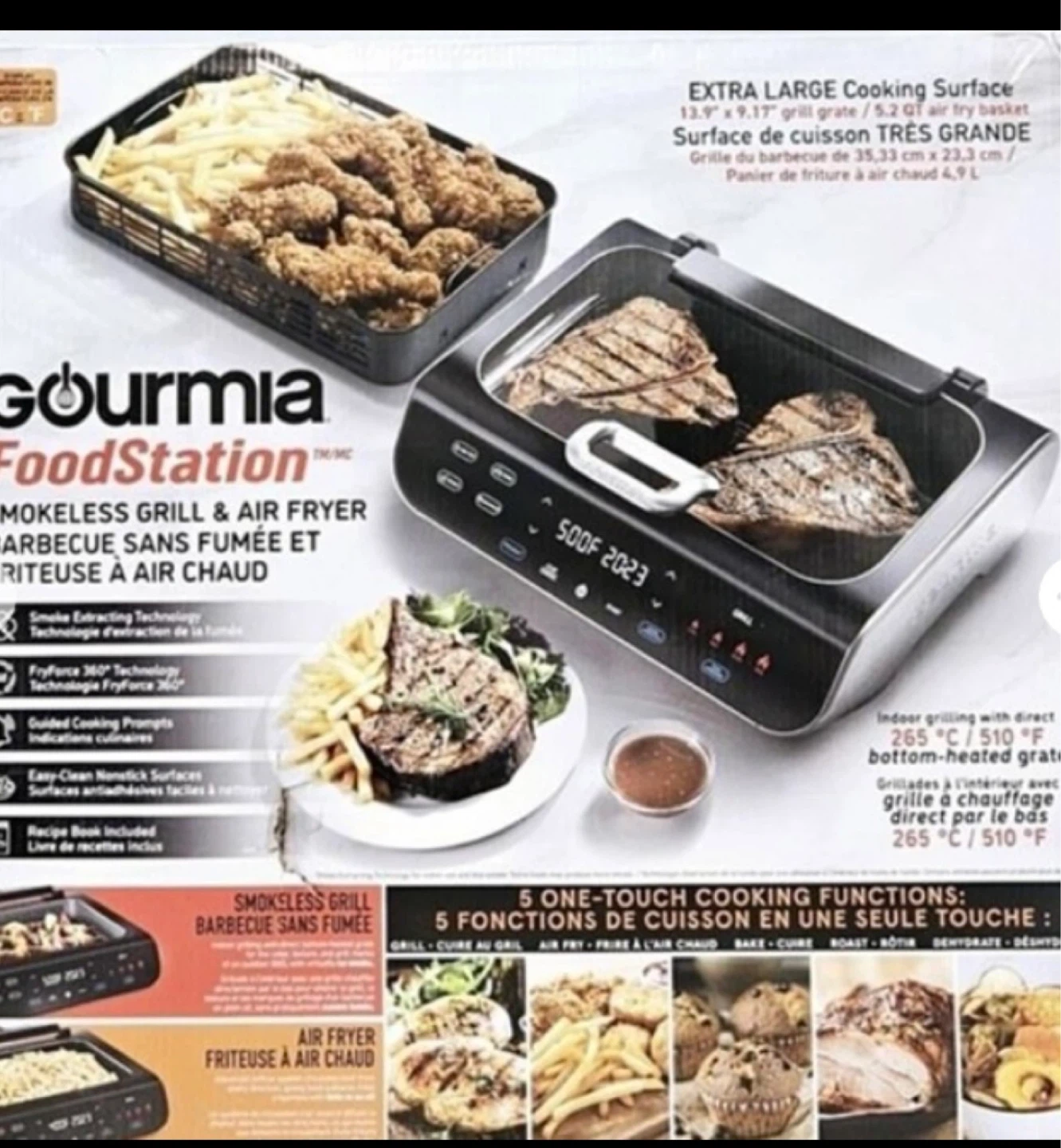 Gourmia FoodStation 5-in-1 Smokeless Grill & Air Fryer