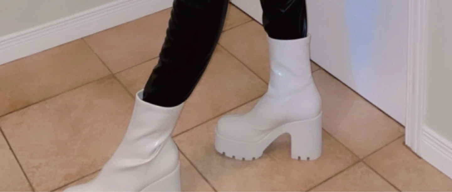 White Platform Ankle Boots - Size 8