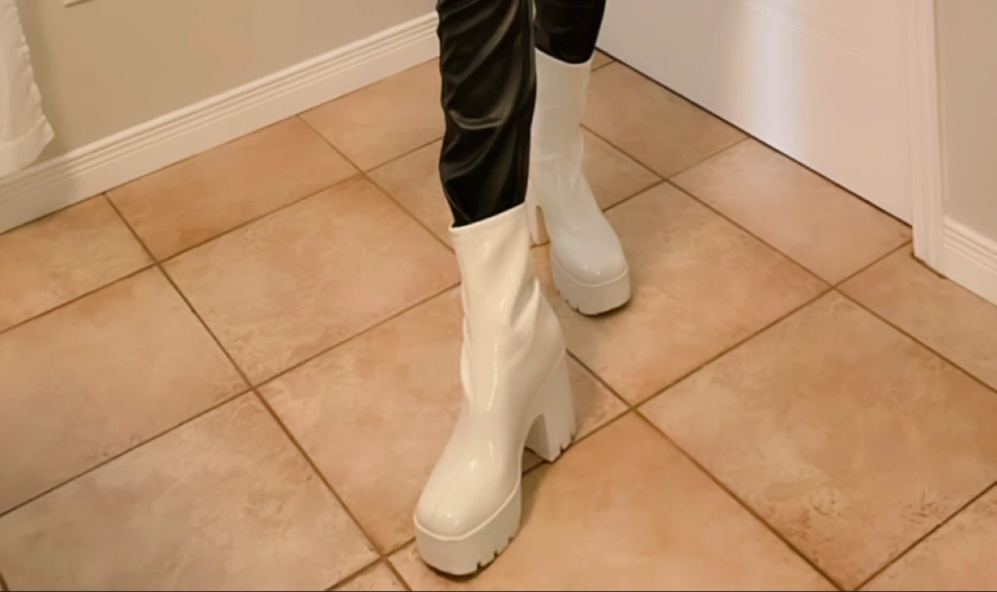 White Platform Ankle Boots - Size 8 - photo 3