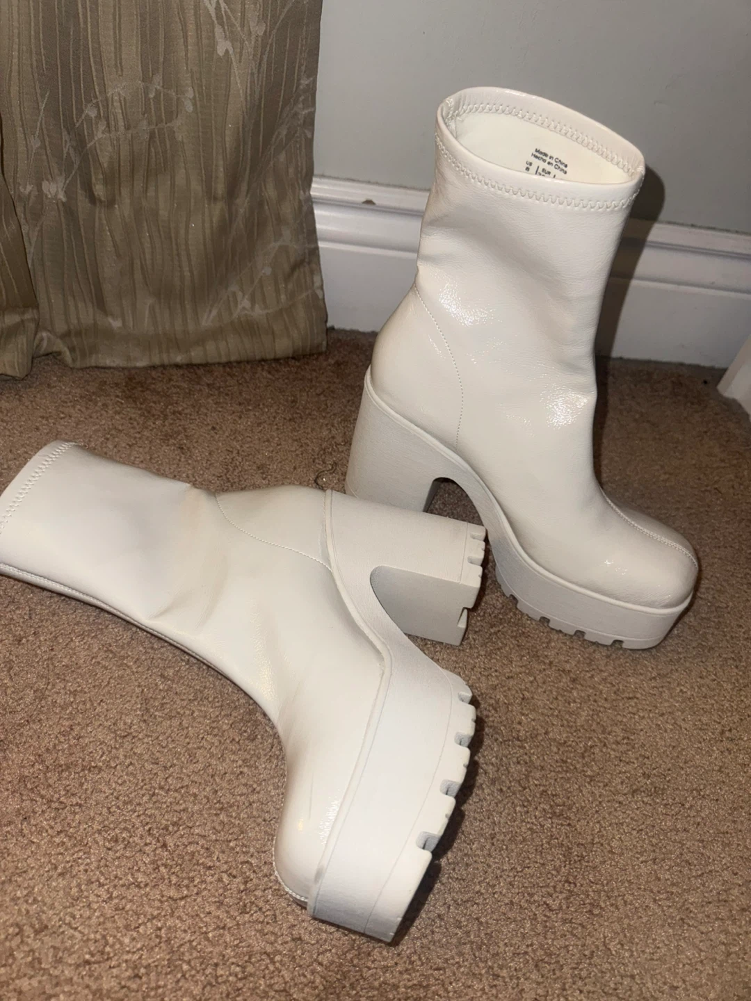 White Platform Ankle Boots - Size 8 - photo 4