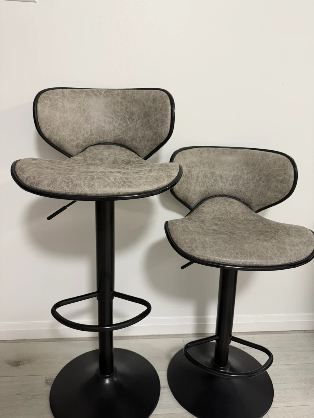 Set of 2 Grey Adjustable Bar Stools
