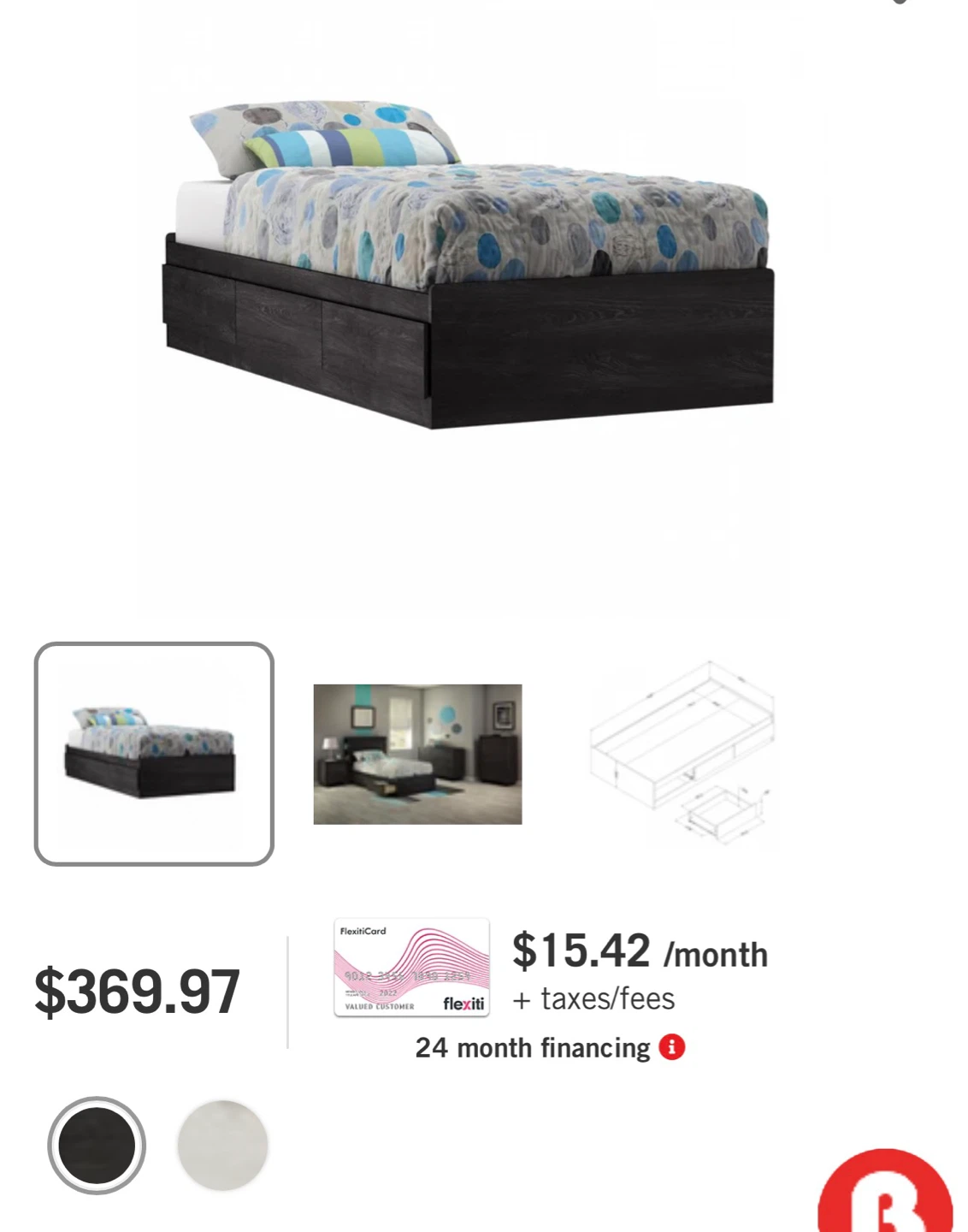 Black Twin Bed Frame with Storage Drawers