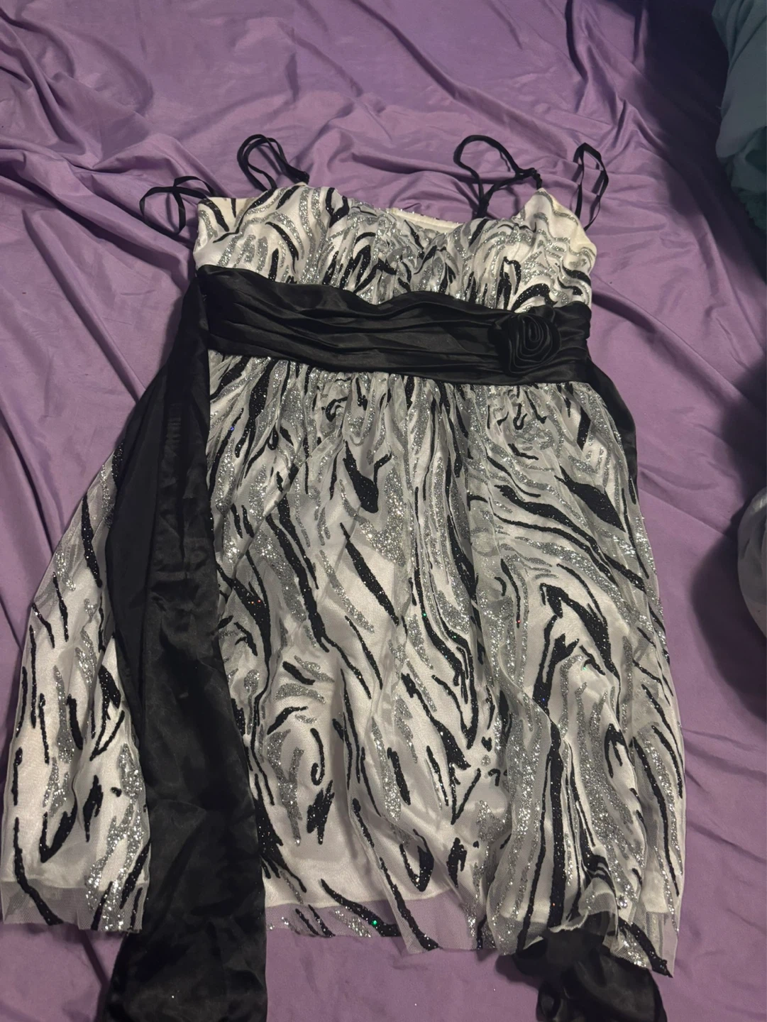 Silver & Black Zebra Print Dress Size 12