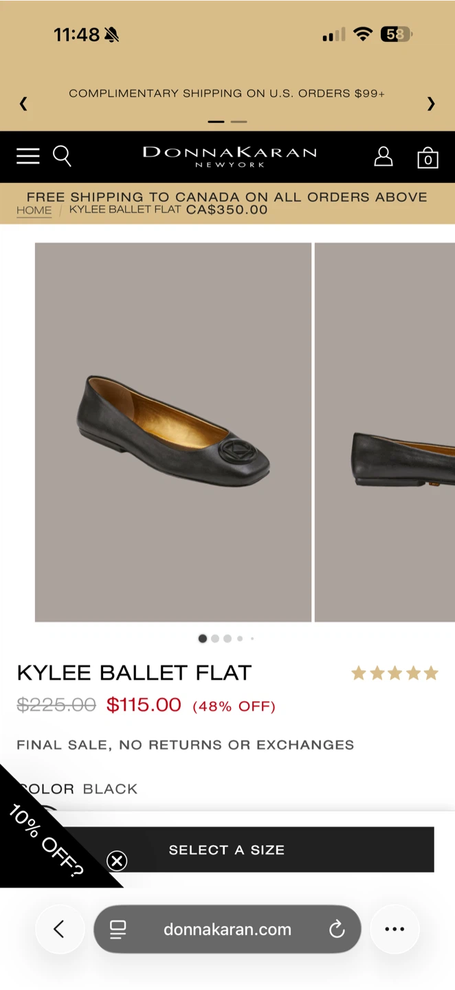 Donna Karan Kylee Ballet Flat - Black