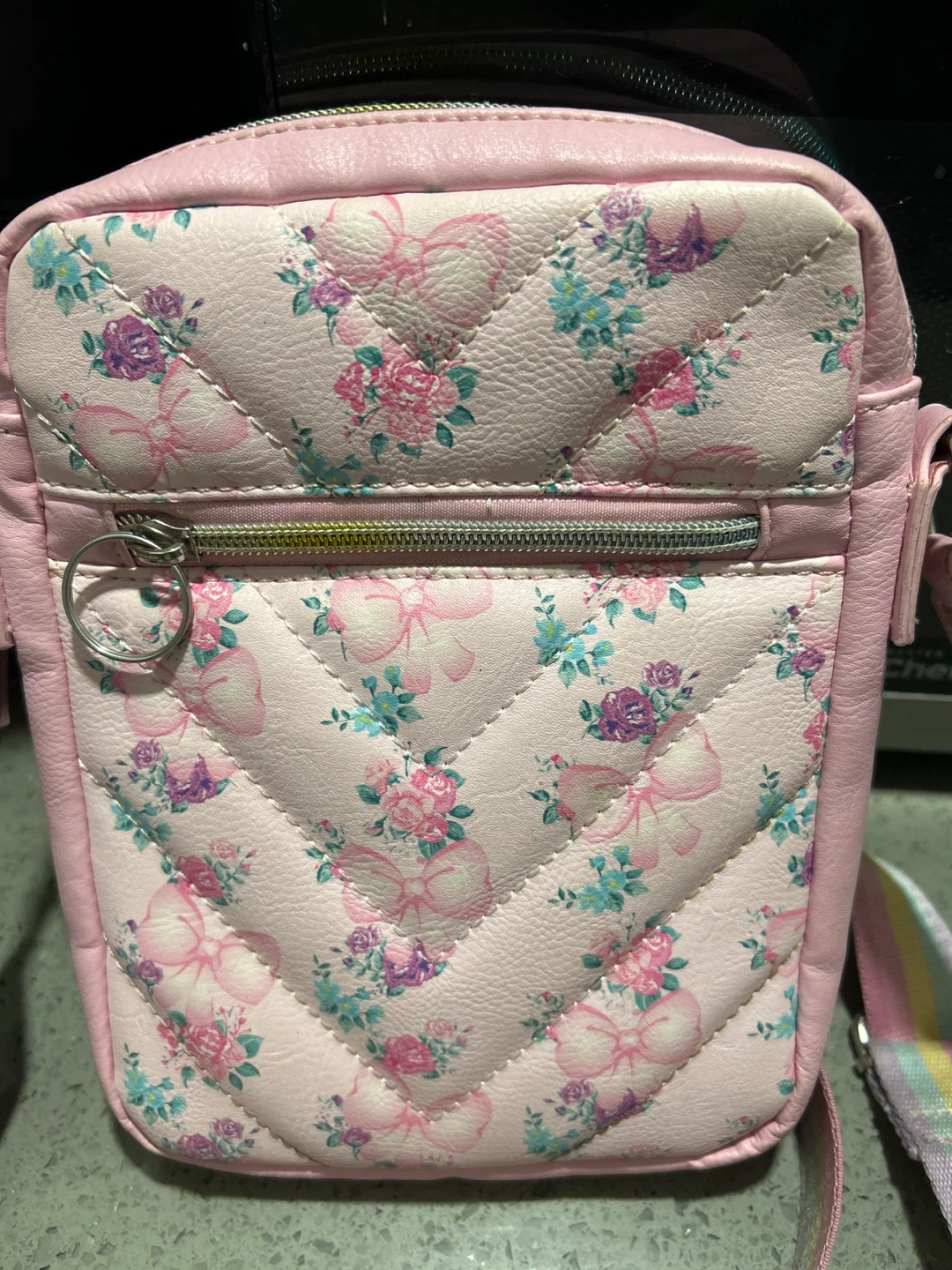 Kids Pink Bow Floral Crossbody Bag - photo 2