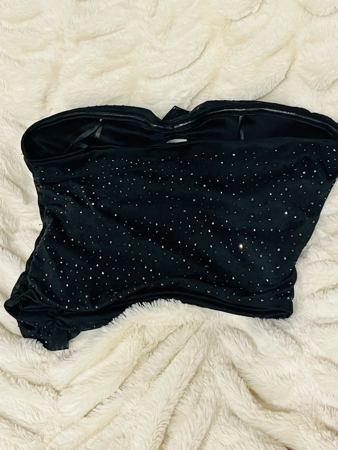 Black Strapless Jewel Top with Roses - photo 2