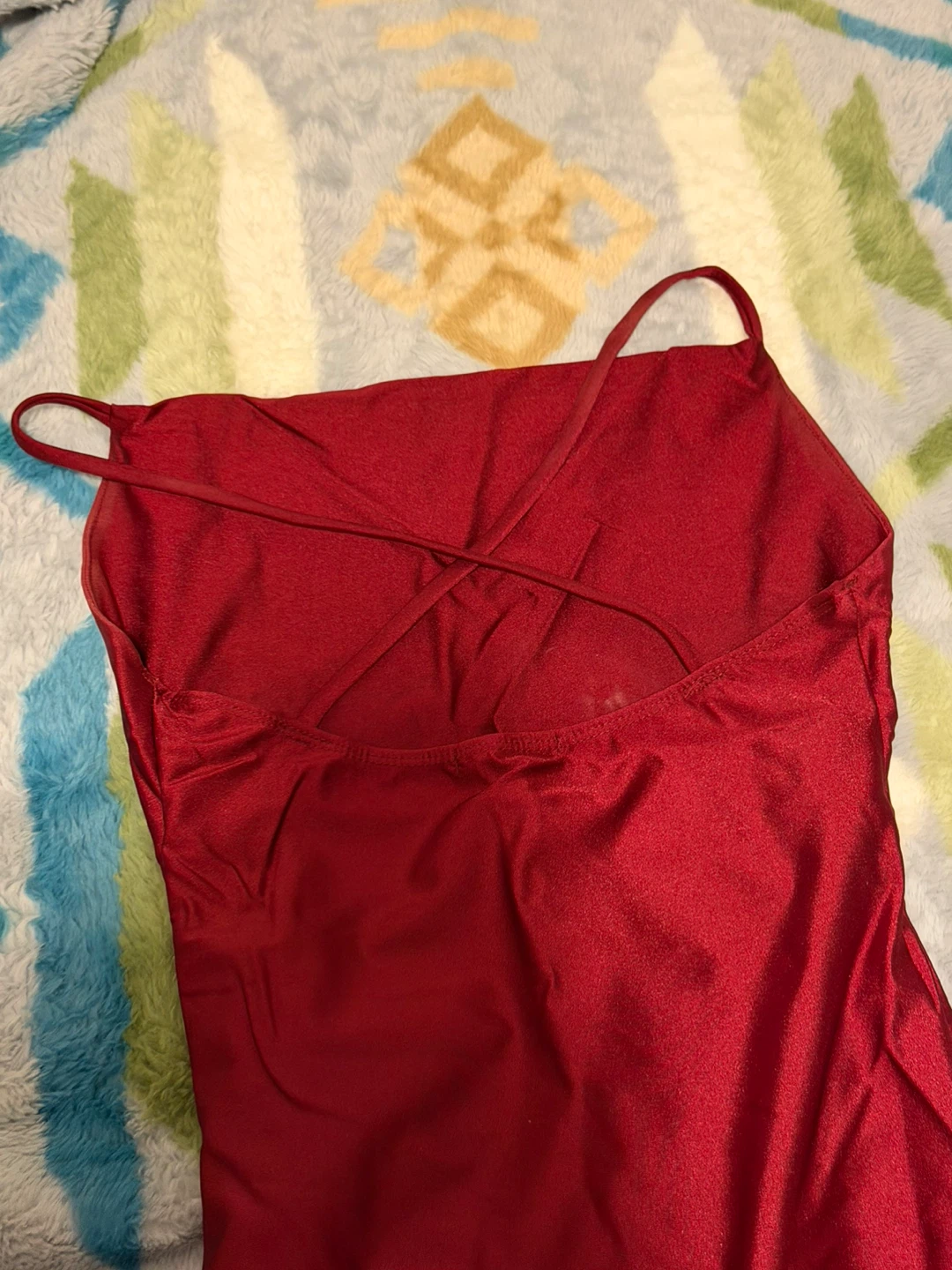 Red cross back Shoulder Ruched Dress - photo 2