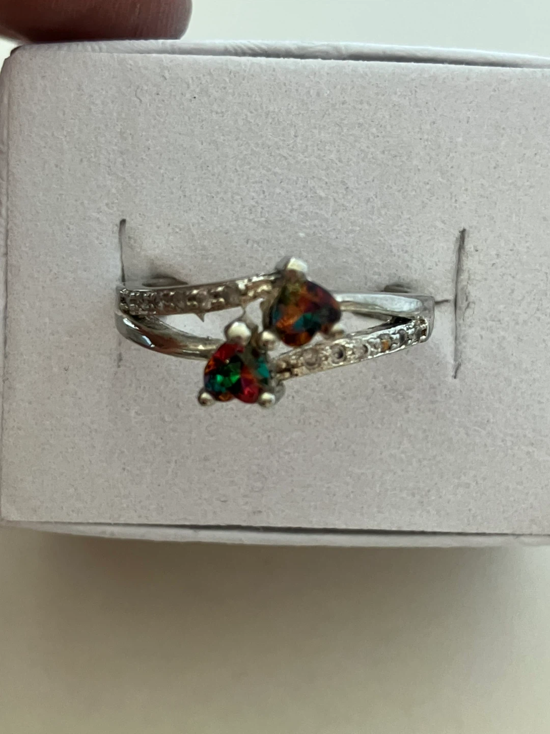 Silver Ring with Rainbow Stones Size 7.75 - photo 2